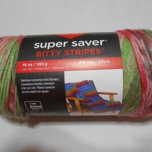 NEW RED HEART SUPER SAVER BITTY STRIPES 10OZS. RAINBOW CONNECTION CRAYON BOX 🧶